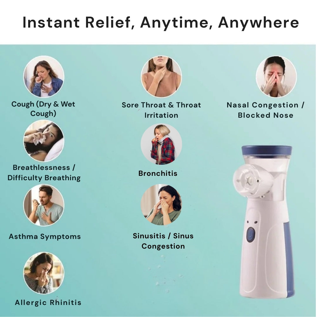 Portable Mesh Nebulizer for Quick, Silent & Effective Respiratory Relief